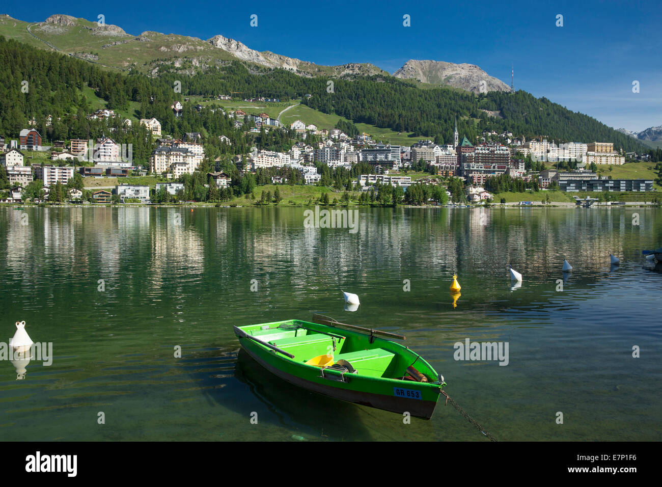 Engadin, Engadin, St. Moritz, St. Moritz, St. Moritz, St. Moritzersee, Kanton Graubünden, Graubünden, GR, Oberengadin, Mou Stockfoto