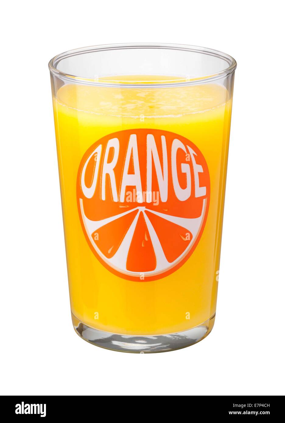 Orange Juice Glas isoliert auf weißem Hintergrund Stockfoto