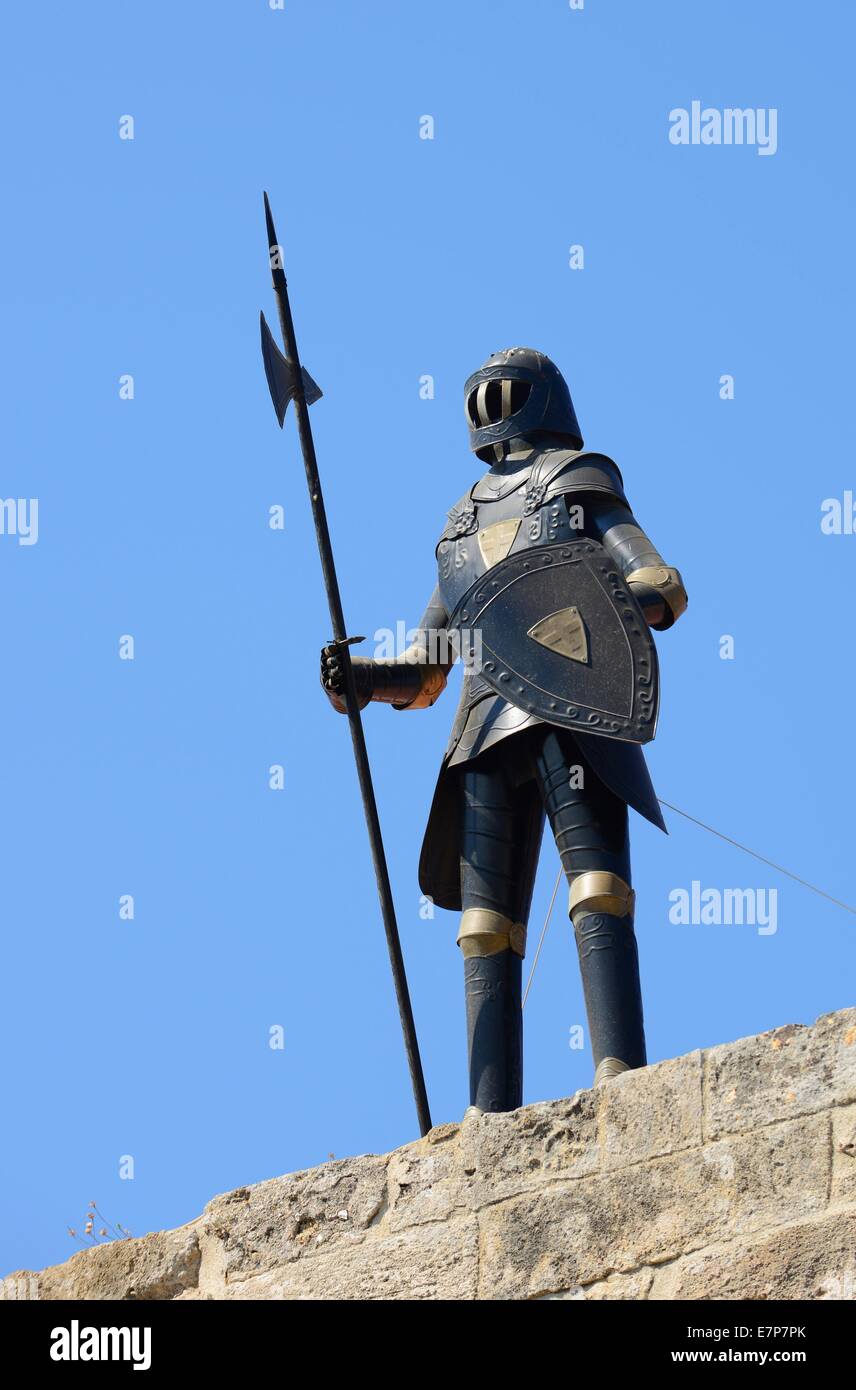 Ritter im mittelalterlichen Stadt von Rhodos in Griechenland Stockfoto