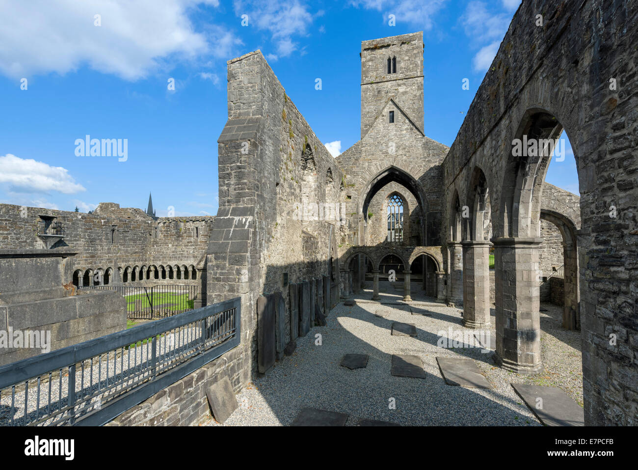 Sehen Sie sich das Kirchenschiff in den Ruinen von Sligo Abbey, Sligo Town, County Sligo, Irland Stockfoto