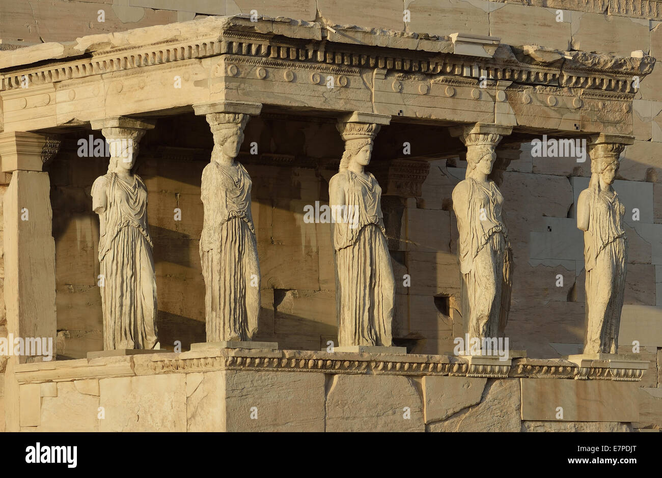 Karyatiden im Erechtheion aus Athener Akropolis, Griechenland Stockfoto