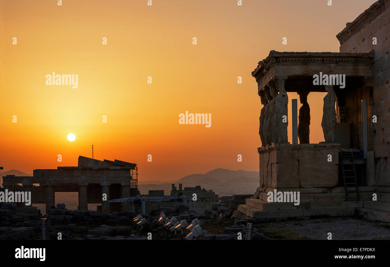 Karyatiden im Erechtheion aus Athener Akropolis, Griechenland Stockfoto