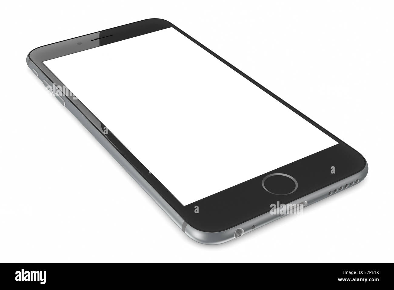 neues Smartphone mit leeren Bildschirm auf weißem Hintergrund Stockfoto