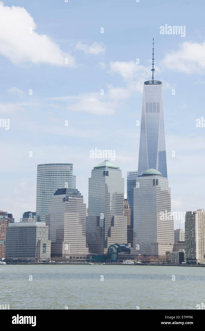 USA, New Jersey, Skyline von New York City mit Freedom tower Stockfoto