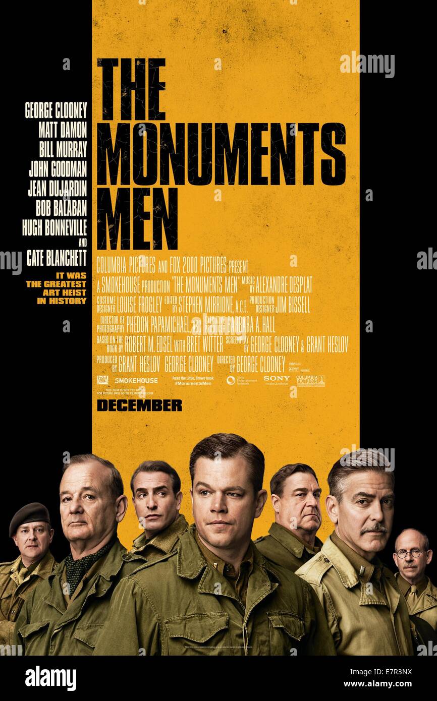 Die Monumente Männer Jahr: 2014 USA/Deutschland Regie: George Clooney Bill Murray, Jean Dujardin, Matt Damon, John Goodman, George Clooney Film Poster (USA) Stockfoto