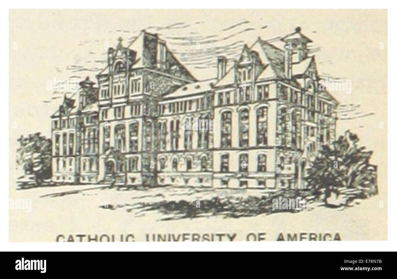 Diese Karte aus Washington D.C. aus dem Jahr 1891 zeigt die Katholische Universität von Amerika. Das Bild zeigt die Rolle der Institution bei der Gestaltung der Hochschulbildung in Washington während des späten 19. Jahrhunderts. Stockfoto