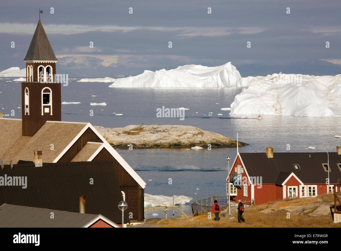 1779 Zion Church wurde mit schweren Hölzern gebaut und Alter, Ilulissat, Grönland überlebt hat. Arktis Stockfoto