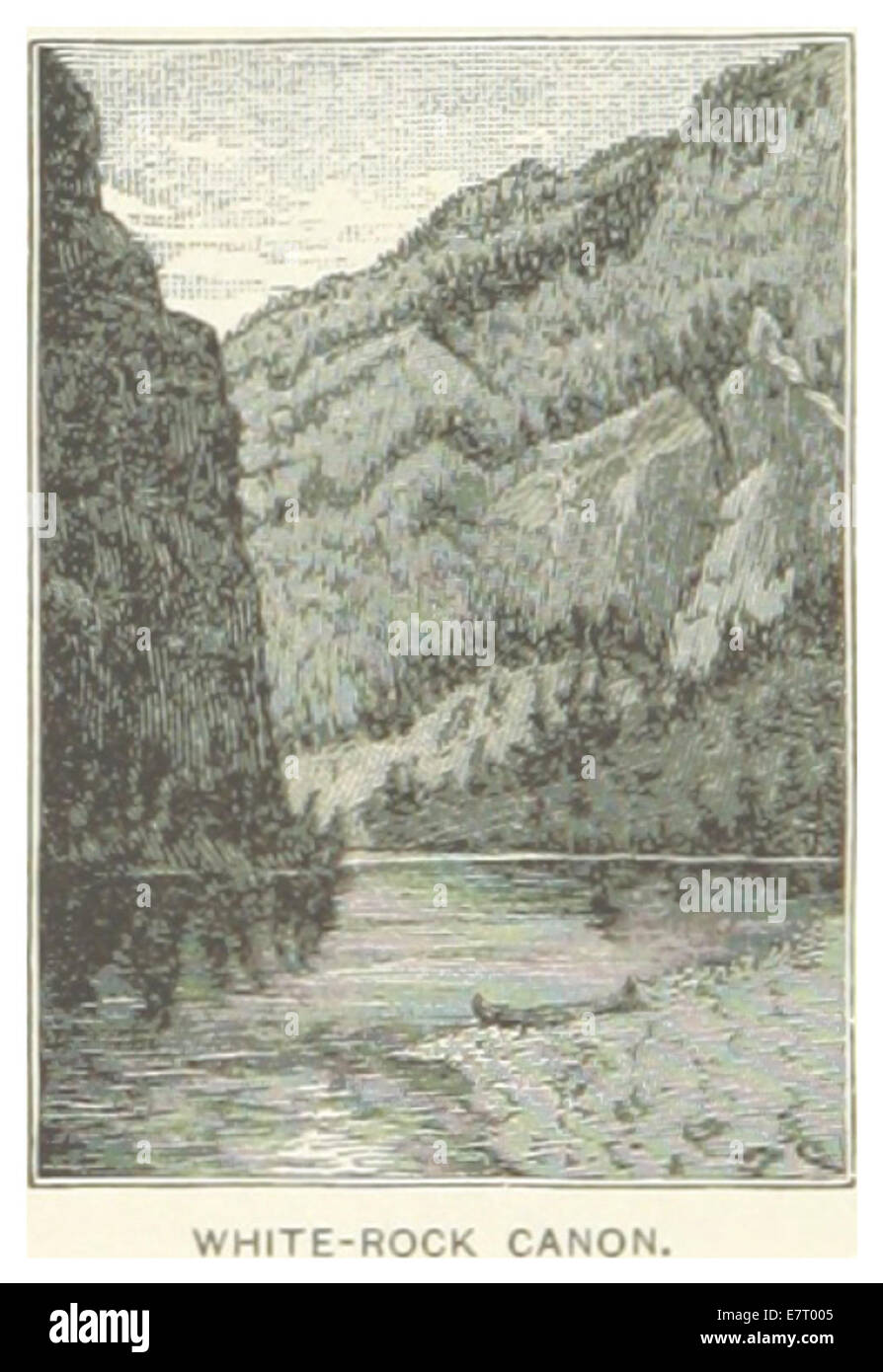 Diese Karte von US-MT aus dem Jahr 1891 zeigt den White-Rock Canyon in Montana. Die Skizze veranschaulicht das zerklüftete Gelände und die natürlichen Merkmale dieser geologischen Formation und bietet einen Einblick in die Landschaft und Topographie der Gegend. Stockfoto