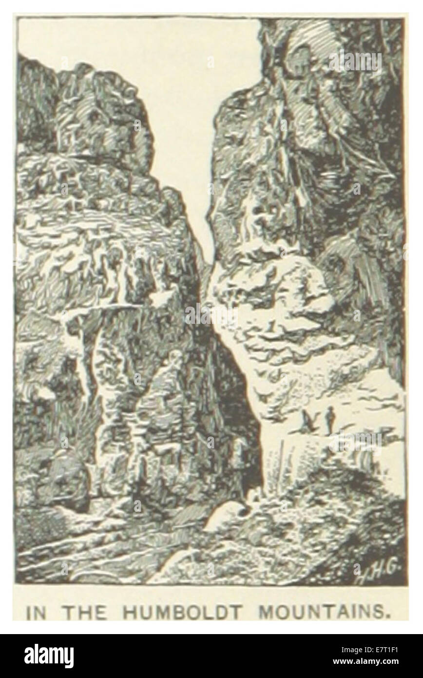 Diese Skizze aus dem Jahr 1891 bietet eine geographische Darstellung der Humboldt-Berge und gibt Einblicke in das Gelände und die natürlichen Besonderheiten der Region während des späten 19. Jahrhunderts. Stockfoto