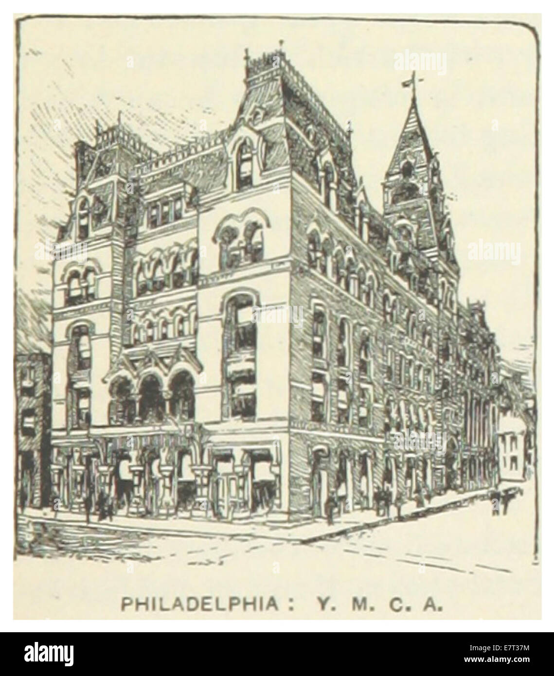 US-PA(1891) p735 PHILADELPHIA, Aufbau von Y.M.C.A. Stockfoto