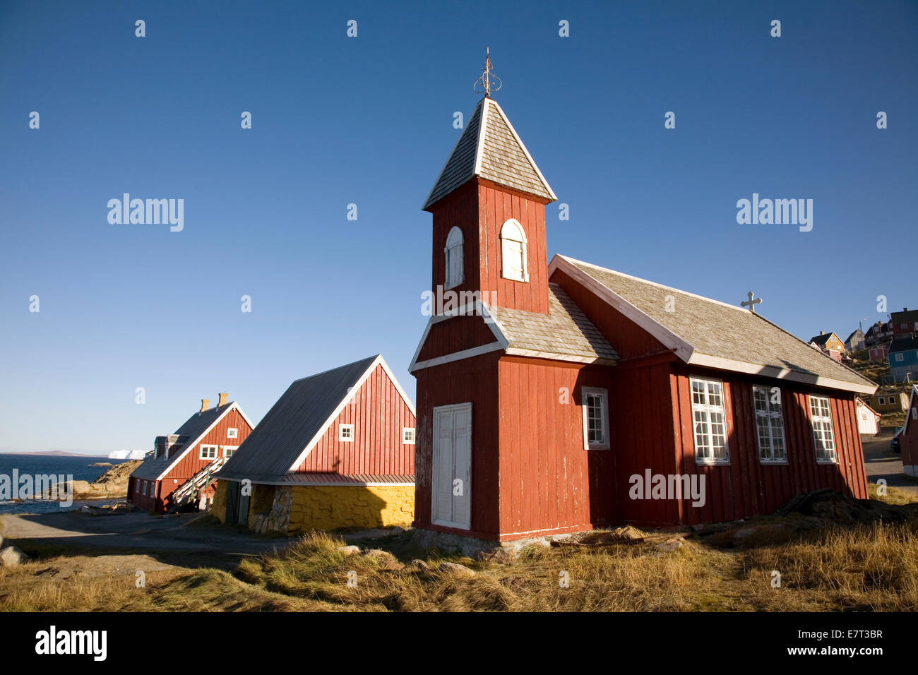 Upernavik "alte Kirche" von 1839, zerteilen Sie jetzt von einem Museumskomplex in der Altstadt historischen Bezirk von Upernavik, Grönland Stockfoto