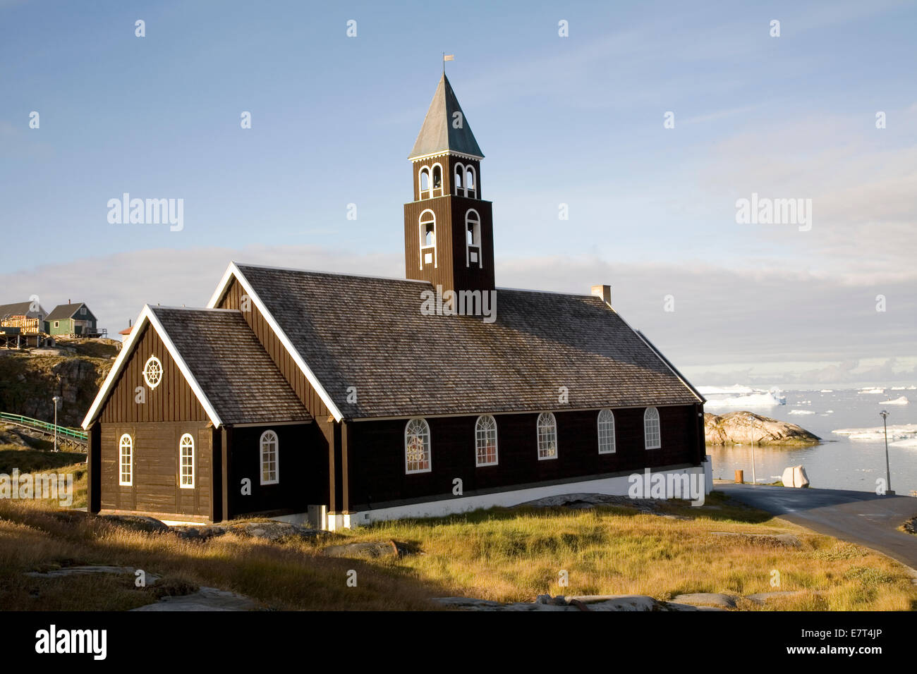 1779 Zion Church wurde mit schweren Hölzern gebaut und Alter, Ilulissat, Grönland überlebt hat. Stockfoto