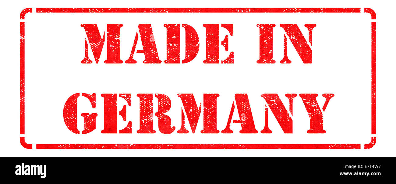 Made in Germany auf roten Stempel. Stockfoto
