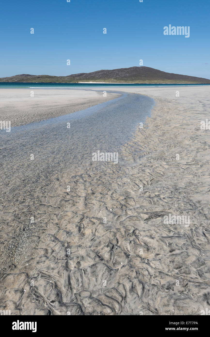 Sand Muster und Stream auf Luskentyre Strand, Isle of Harris, äußeren Hebriden, Schottland Stockfoto