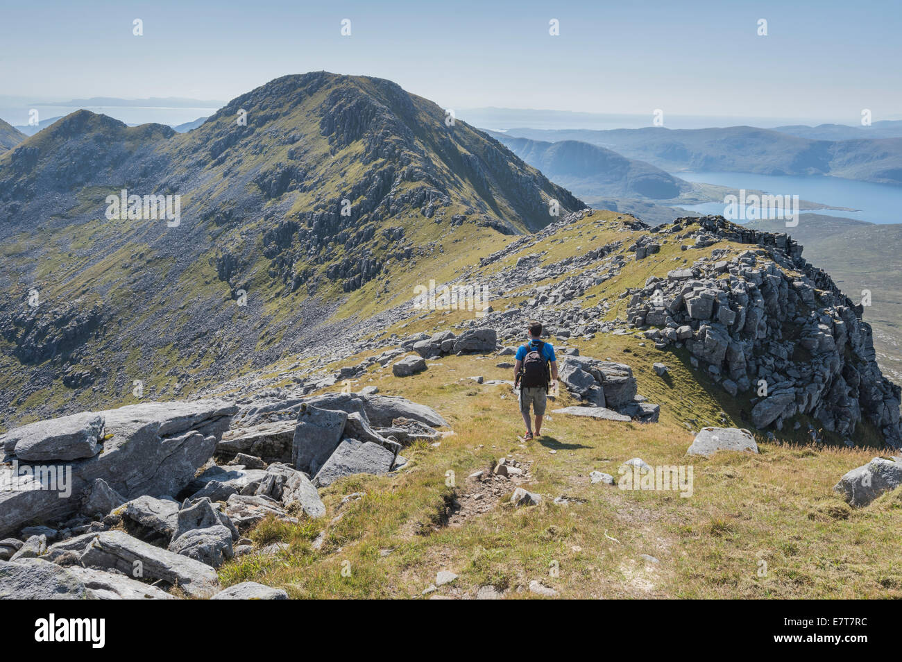 Walker auf das Clisham Hufeisen, Insel Harris, äußeren Hebriden, Schottland Stockfoto