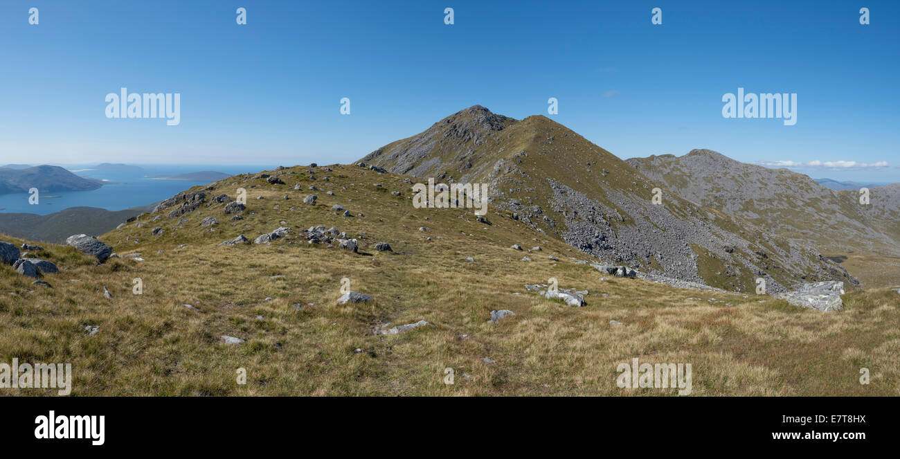 Panorama der Clisham Hufeisen aus Clisham, Insel Harris, äußeren Hebriden, Schottland Stockfoto