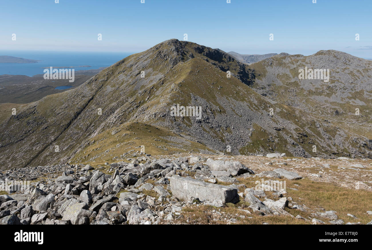 Mulla Bho Dheas und Clisham Hufeisen aus Clisham, Insel Harris, äußeren Hebriden, Schottland Stockfoto