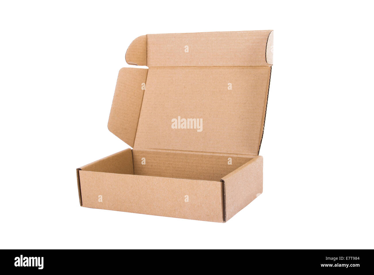 Offenes, leeres Feld, isoliert auf weißem Hintergrund. Stockfoto