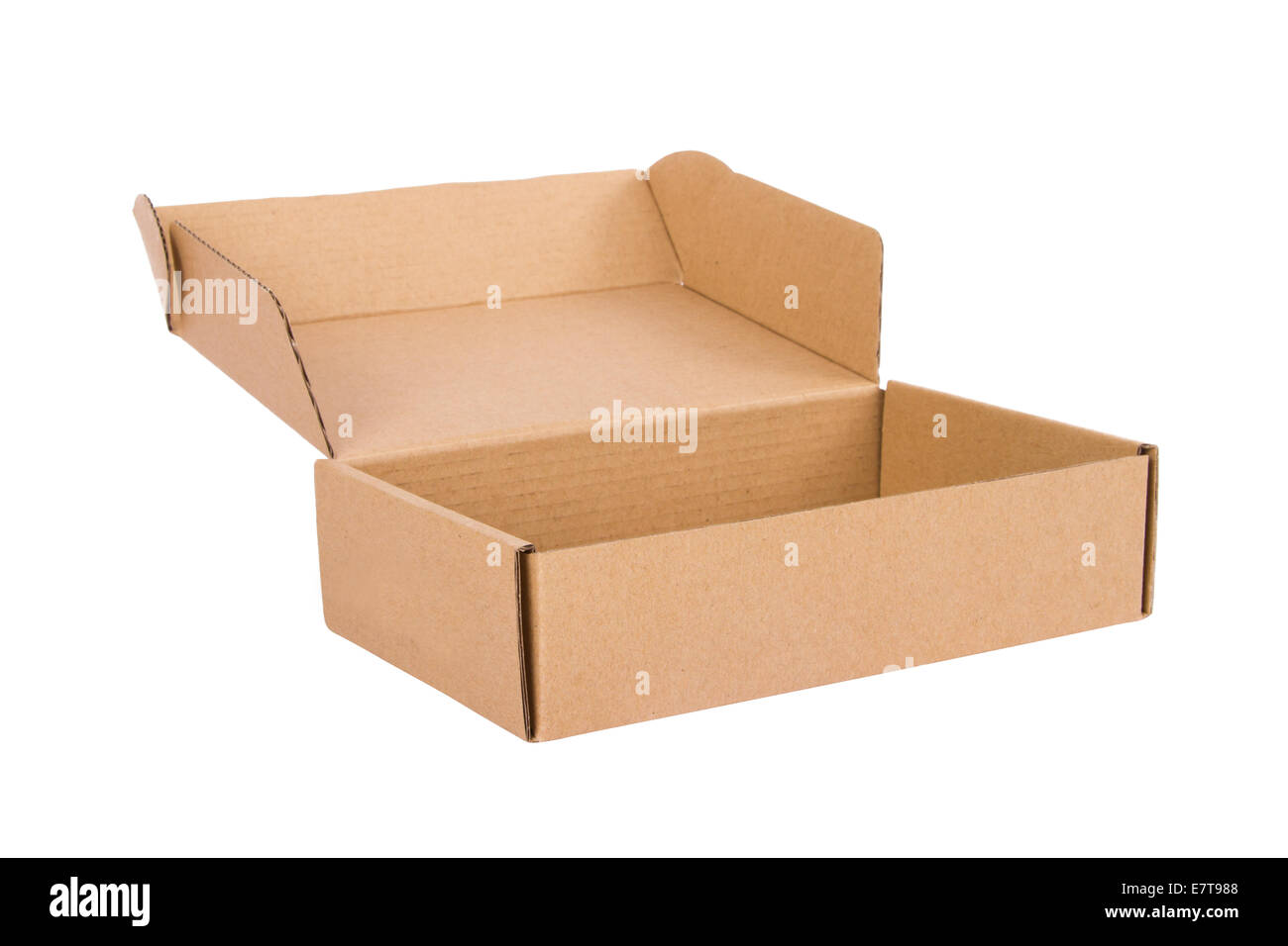 Offenes, leeres Feld, isoliert auf weißem Hintergrund. Stockfoto