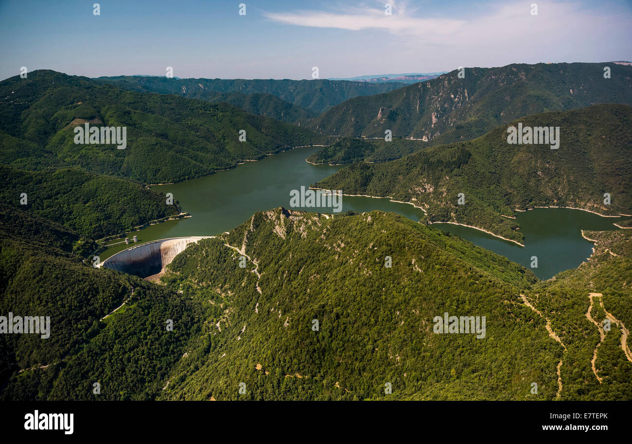 Luftaufnahme, Flusses Ter, Riu Ter, Susqueda Reservoir, Pantà de Susqueda, Katalonien, Spanien Stockfoto