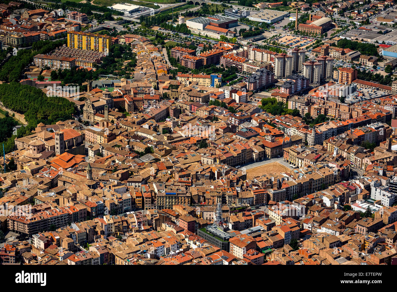 Luftaufnahme, Blick auf das historische Zentrum, Vic, Katalonien, Spanien Stockfoto