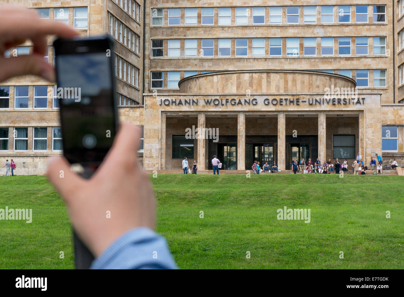 Deutschland: Vor dem IG Farben Gebäude (Goethe-Universität), Frankfurt. Foto vom 20. September 2014. Stockfoto