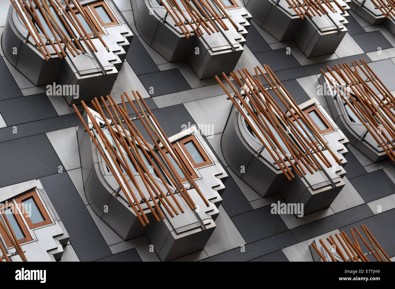 Detail vom schottischen Parlamentsgebäude in Holyrood, Edinburgh Stockfoto