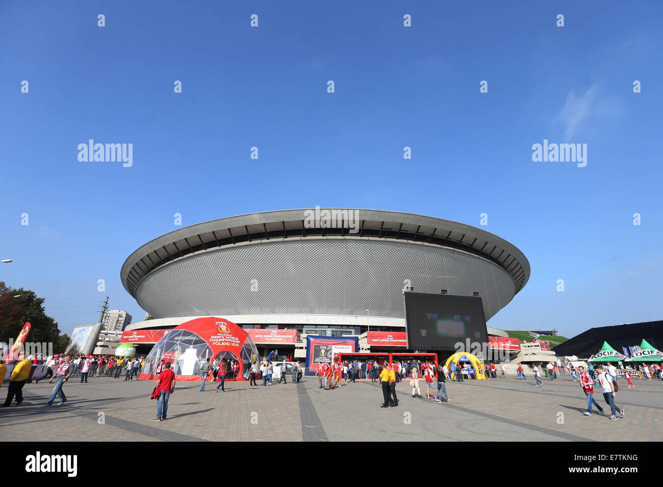 Kattowitz, Polen. 20. Sep, 2014. Spodek Volleyball: Gesamtansicht der Spodek vor der FIVB Volleyball Männer Weltmeisterschaft Halbfinale match zwischen Frankreich 2-3 Brasilien im Spodek in Kattowitz, Polen. © Takahisa Hirano/AFLO/Alamy Live-Nachrichten Stockfoto