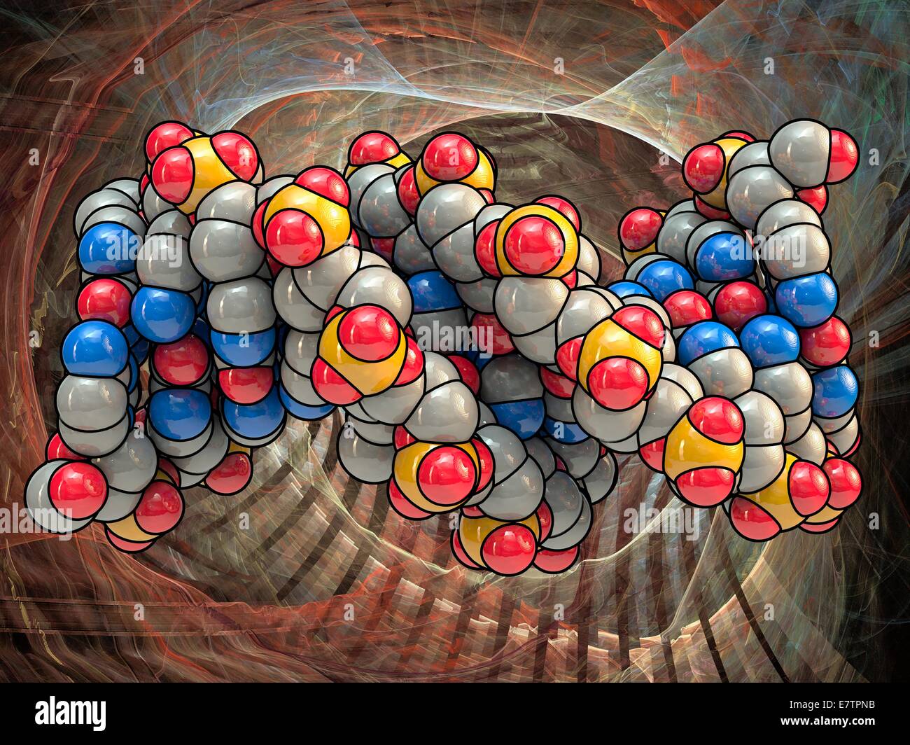 B-DNA (Desoxyribonukleinsäure) Molekülmodell, Computer-Grafik. Stockfoto