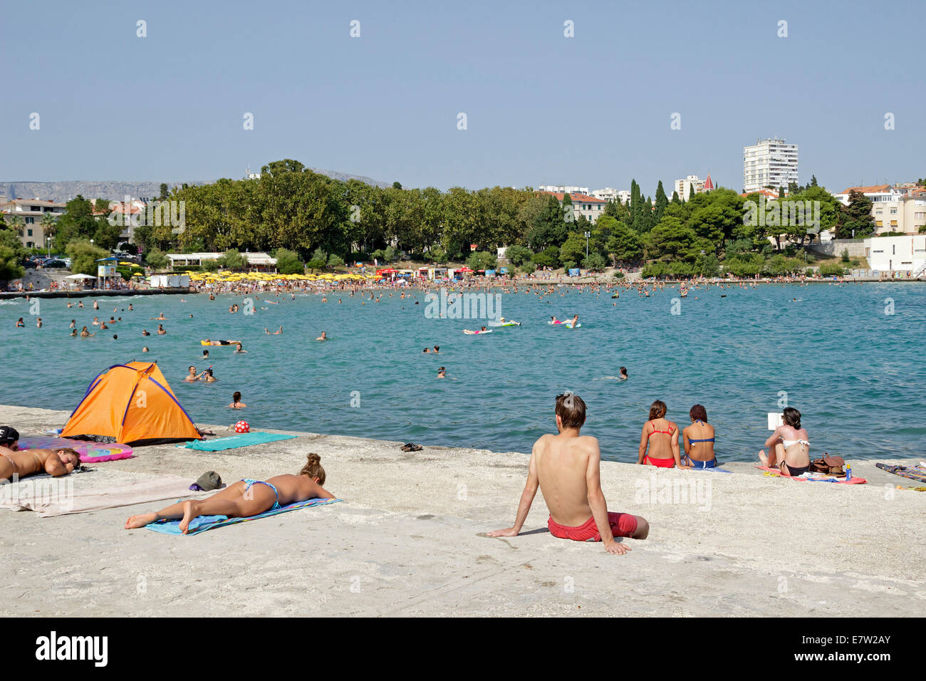 Strand, Split, Dalmatien, Kroatien Stockfoto