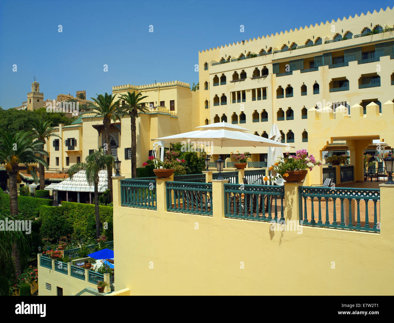 Einer erhöhten Terrasse im Hotel Palais Jamai in Fez Stockfoto