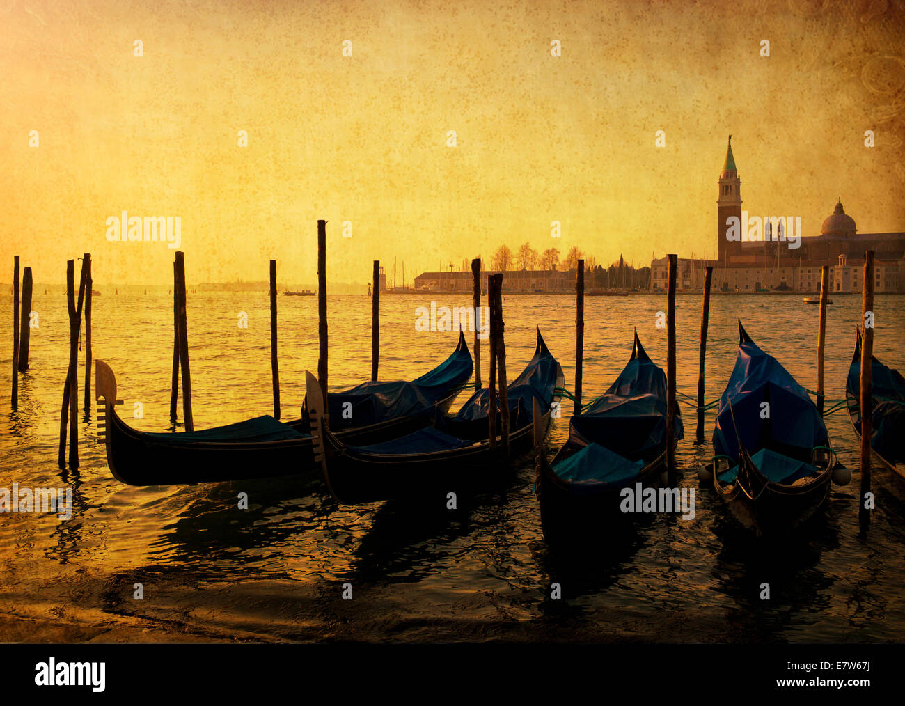 Am frühen Morgen in Venedig mit San Giorgio Maggiore. Stockfoto