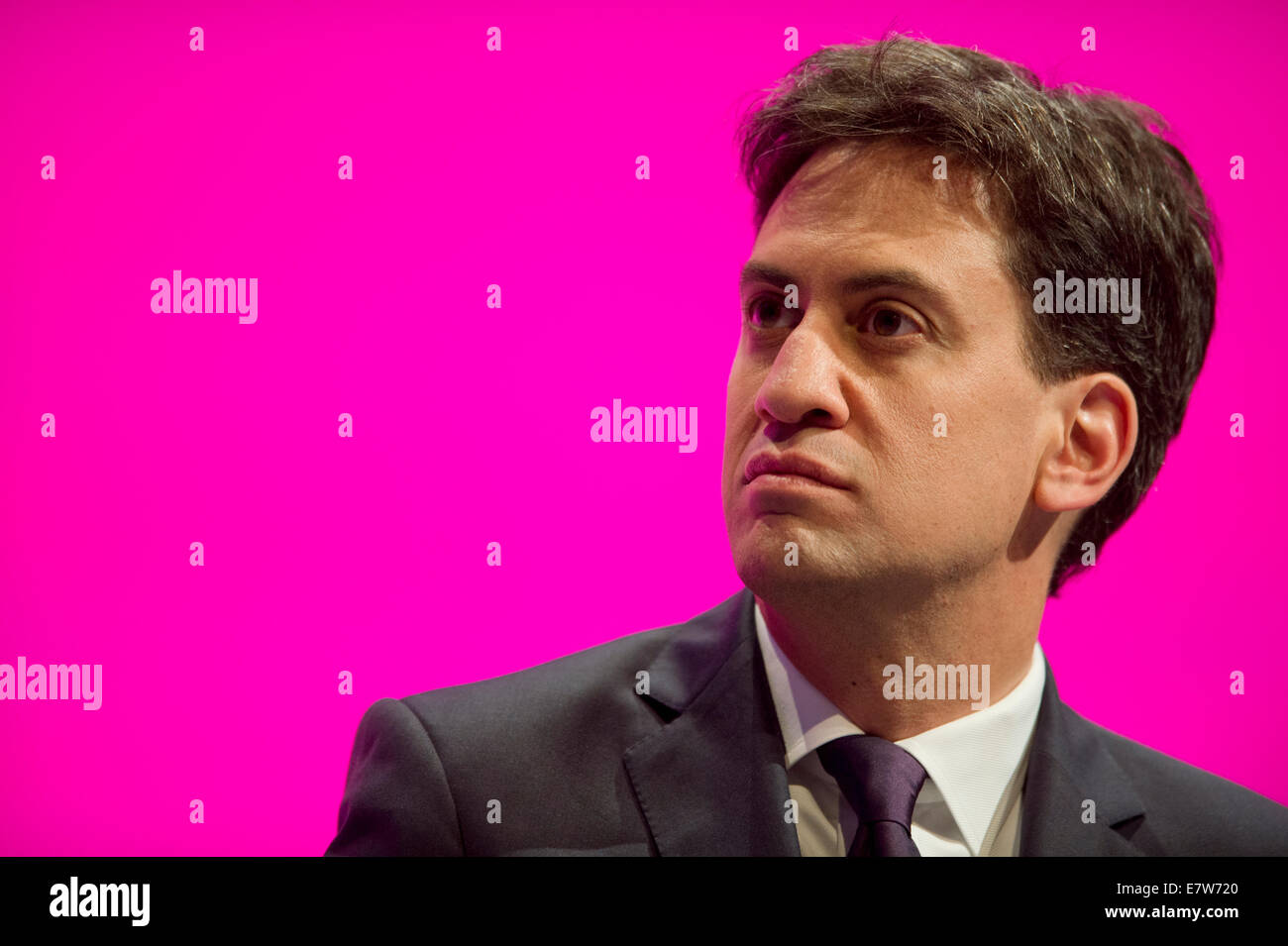 MANCHESTER, VEREINIGTES KÖNIGREICH. 24. September 2014. Labour Leader Ed Miliband tagsüber Platz vier von der Labour Party Jahreskonferenz Einnahme bei Manchester Central Convention Complex Credit: Russell Hart/Alamy Live News. Stockfoto