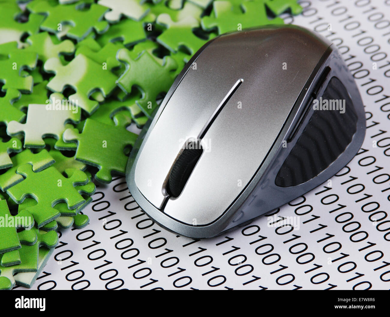 Computer-Maus und Rätsel auf einen binären code Stockfoto