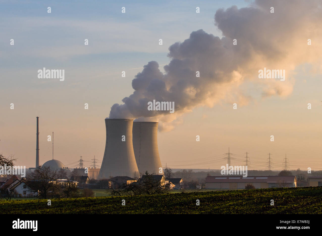 Nukleare Anlage Grafenrheinfeld bei Schweinfurt, Deutschland Stockfoto