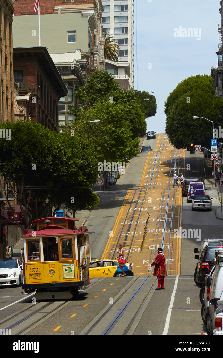 Seilbahn auf Powell Street, San Francisco, Kalifornien, USA Stockfoto