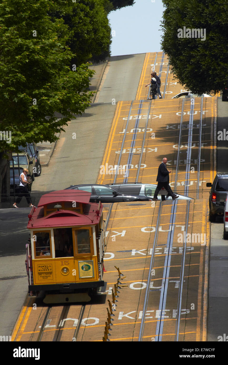 Seilbahn auf Powell Street, San Francisco, Kalifornien, USA Stockfoto