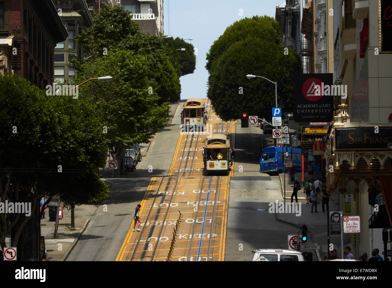 Seilbahnen auf Powell Street, San Francisco, Kalifornien, USA Stockfoto