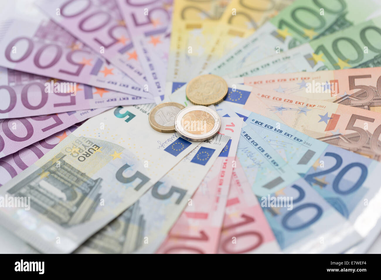 Euro Geld, Banknoten Stockfoto