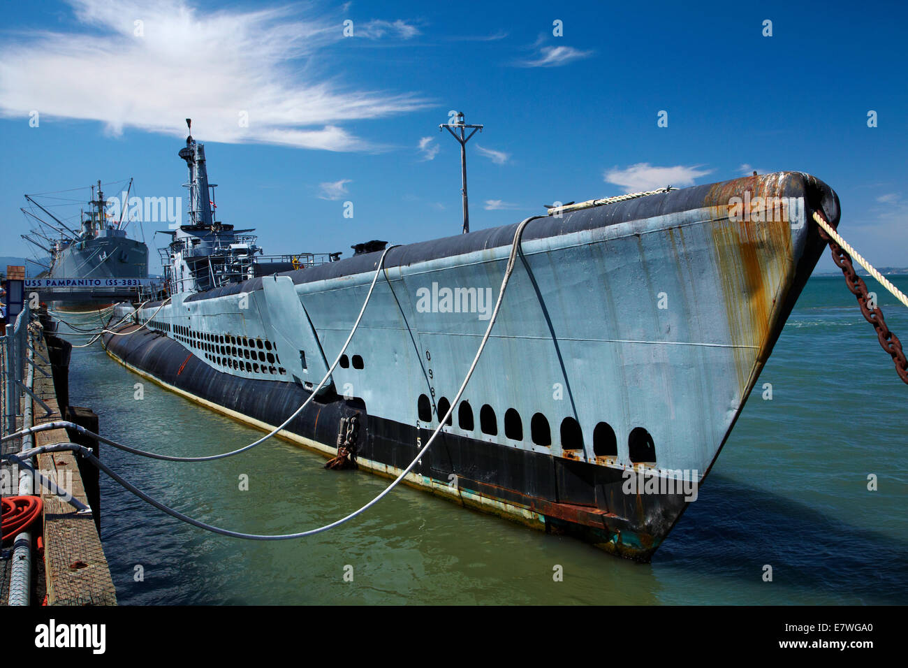 USS Pampanito (SS383), historische WWII u-Boot Gedenkstätte und Museum, Pier 45, Fishermans Wharf, San Francisco, Kalifornien, USA Stockfoto