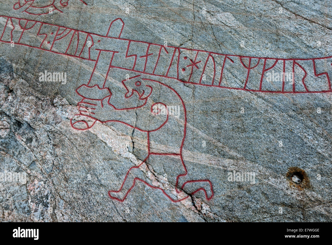 Siegfried Drachentöter, Sigurd Stein, Ramsund, Schweden 140812 62007 Stockfoto