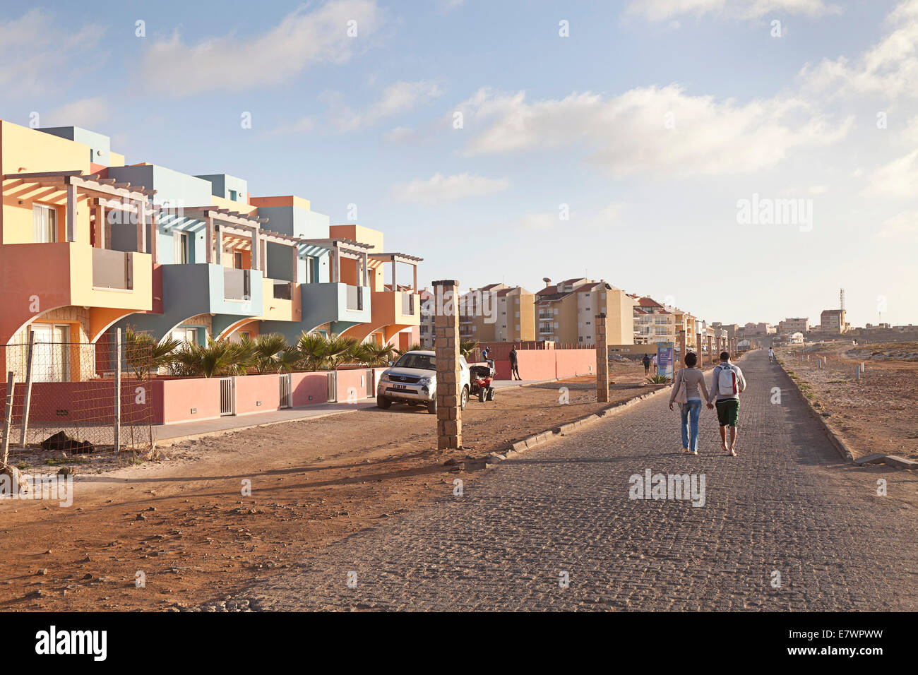 Wohnsiedlung Immobilien, Sal Rei, Boa Vista, Kap Verde Stockfoto