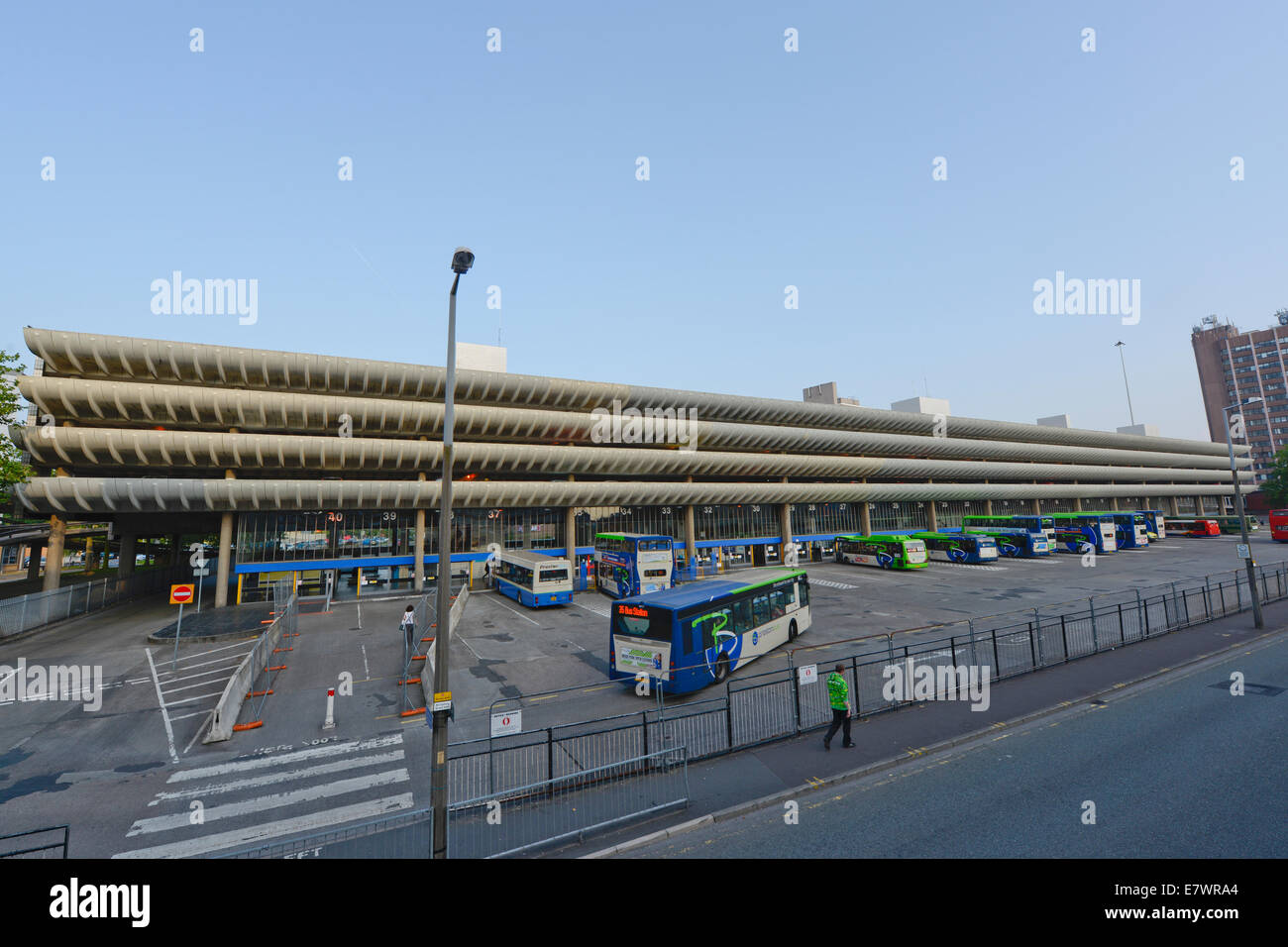 Eine Außenansicht des Preston Busbahnhof in Lancashire, gewährt, Grade II Gebäude Status im September 2013 aufgelistet. Stockfoto