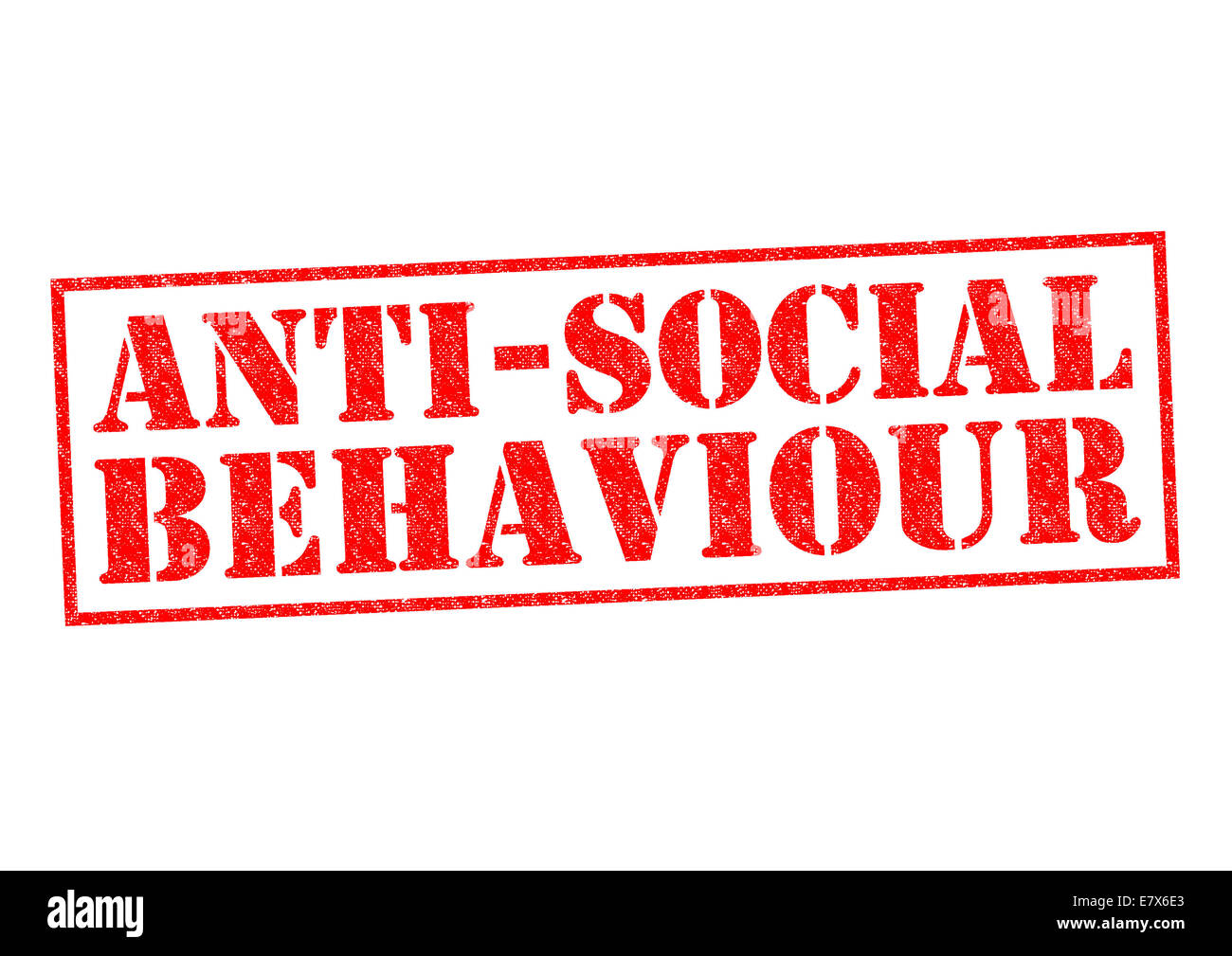 Anti-soziales Verhalten (englische Schreibweise) roten Stempel auf einem weißen Hintergrund. Stockfoto