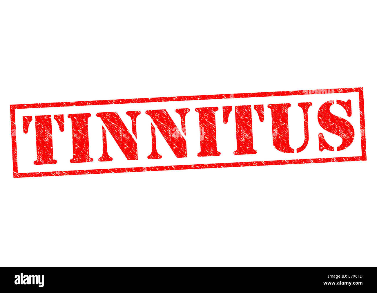 TINNITUS, die roten Stempel auf einem weißen Hintergrund. Stockfoto