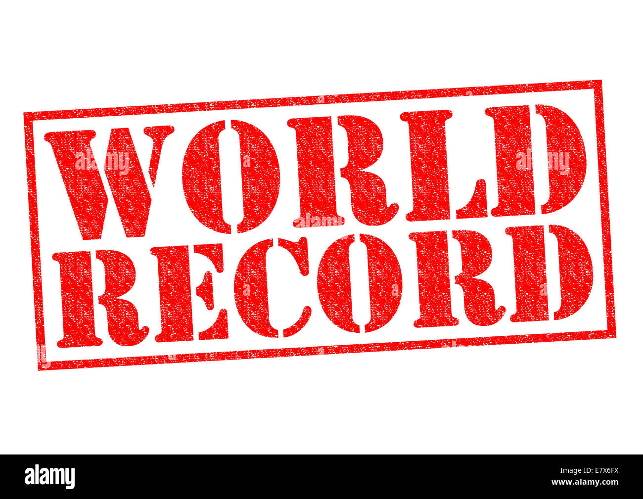 WORLD RECORD roten Stempel auf einem weißen Hintergrund. Stockfoto