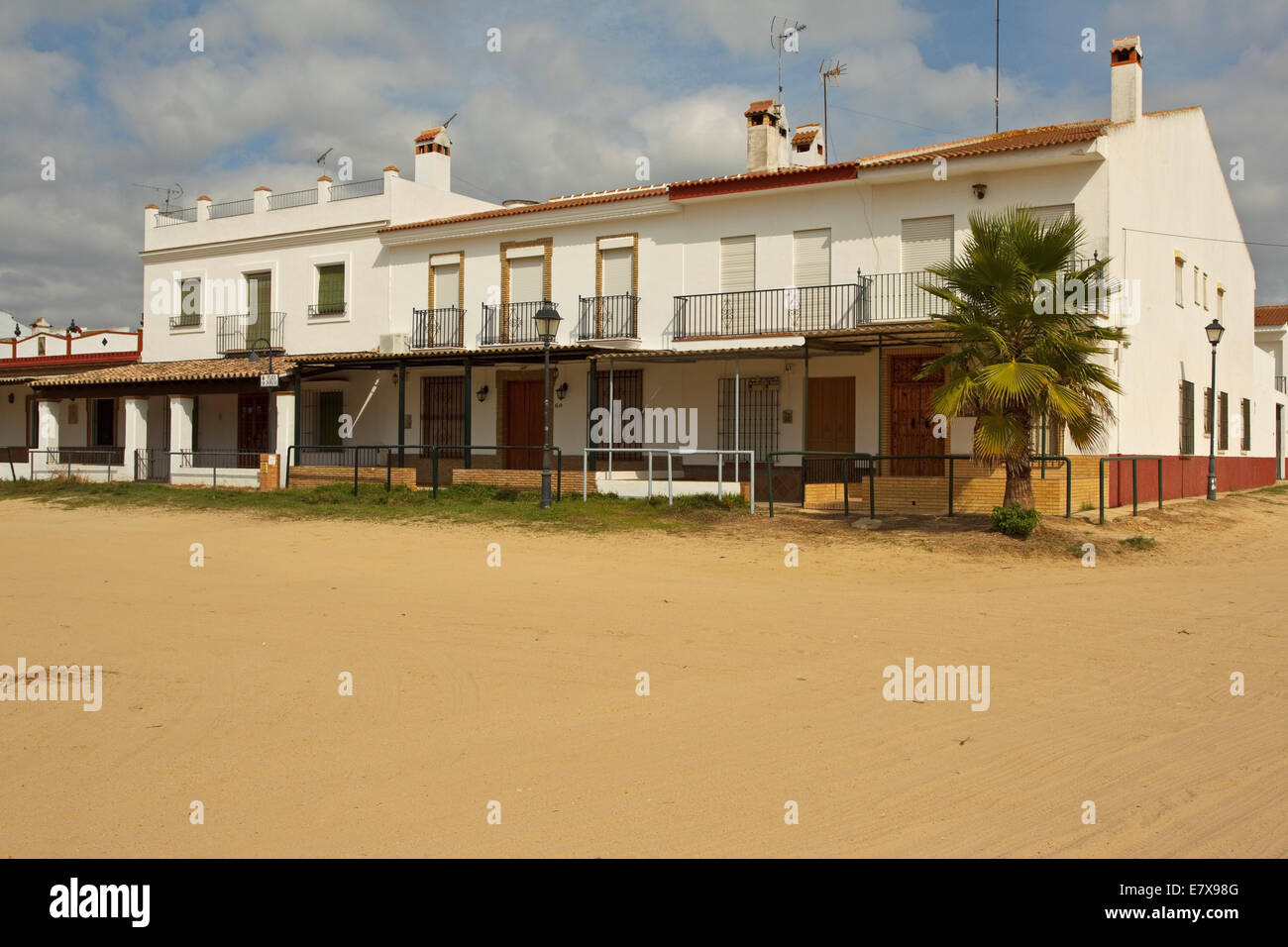 El Rocio, eine Stadt im westlichen Stil, Andalusien, Spanien Stockfoto