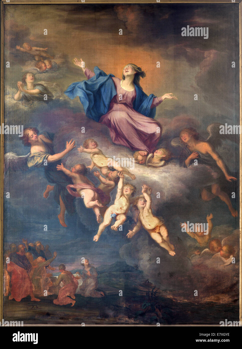 Brügge, Belgien - 12. Juni 2014: Die Himmelfahrt der Jungfrau Maria durch M. Vanduvene vom 17. Jhdt. in st. Jacobs Kirche (Jakobskerk). Stockfoto