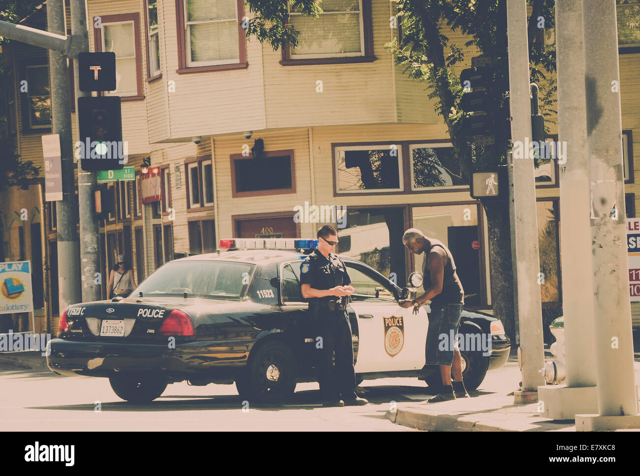 Rassisches Profilieren ist eine zunehmend umstrittene Praxis von der Polizei in diesem Land verwendet wird. Stockfoto