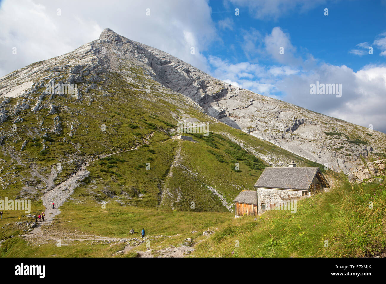 Alpen - Watzmann-Gipfel vom Watzmannhaus chalet Stockfoto